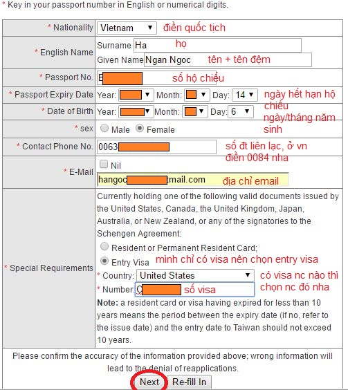 Đơn xin visa Đài Loan Đơn xin visa Đài Loan