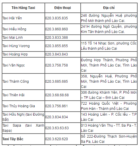 Một số hãng taxi uy tín cho bạn tham khảo thêm