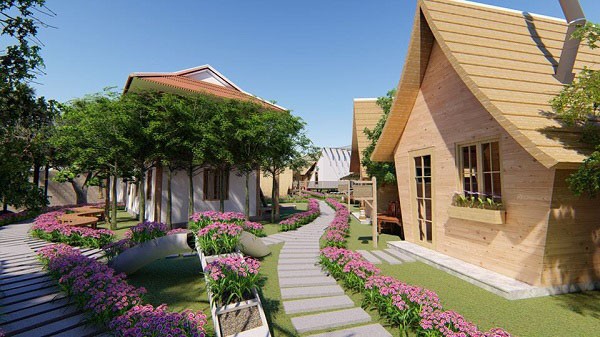Lối đi vào đầy hoa tại Fairy House Homestay