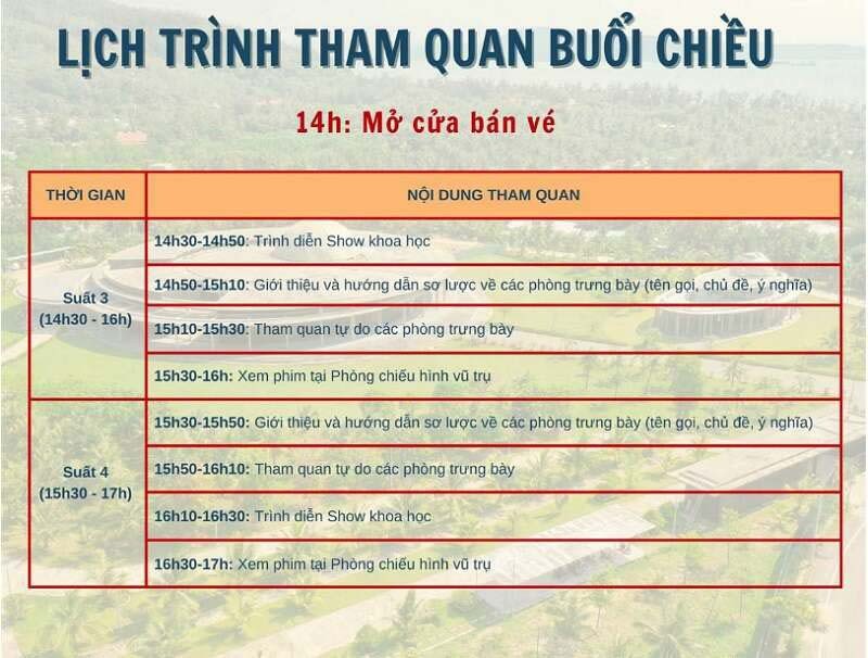 Lịch trình tham quan buổi chiều