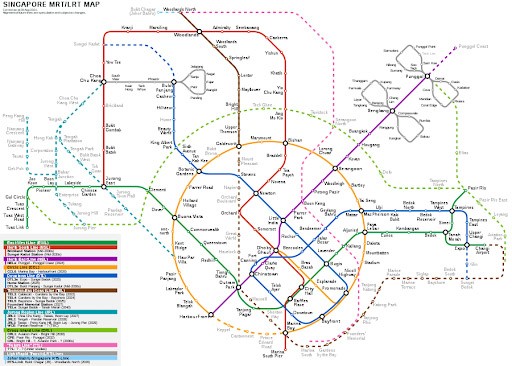 đi du lịch Singapore cần bao nhiêu tiền?. MRT Map